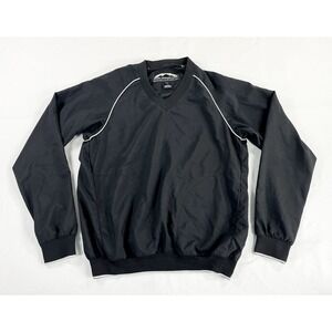 VTG‎ Sun Mountain Golf Pullover Windbreaker Jacket Mens M Black V-Neck Y2K 90s